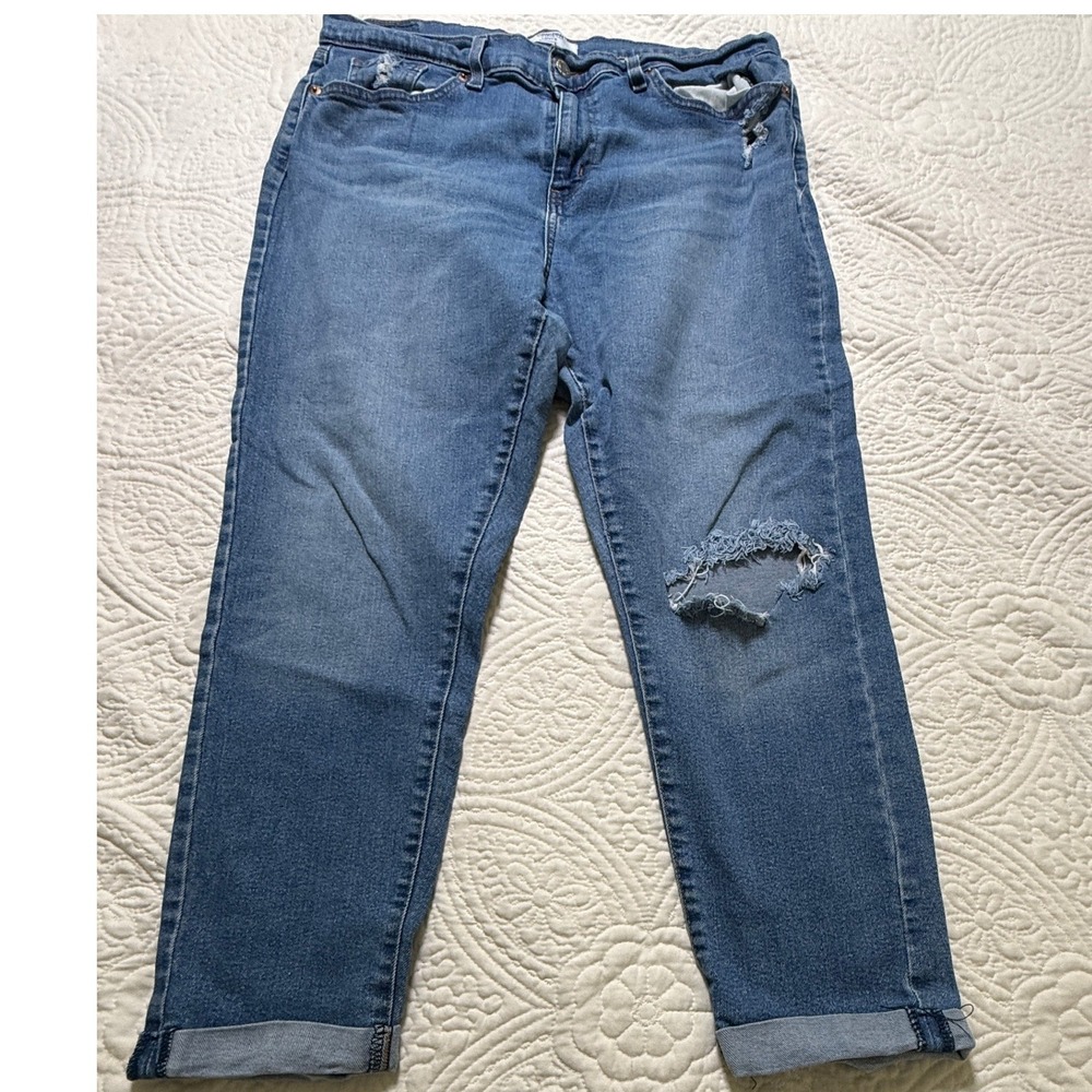 Denizen from Levi's Boyfriend Jeans Wms 14 Blue Distressed Ripped Cuffed Denim